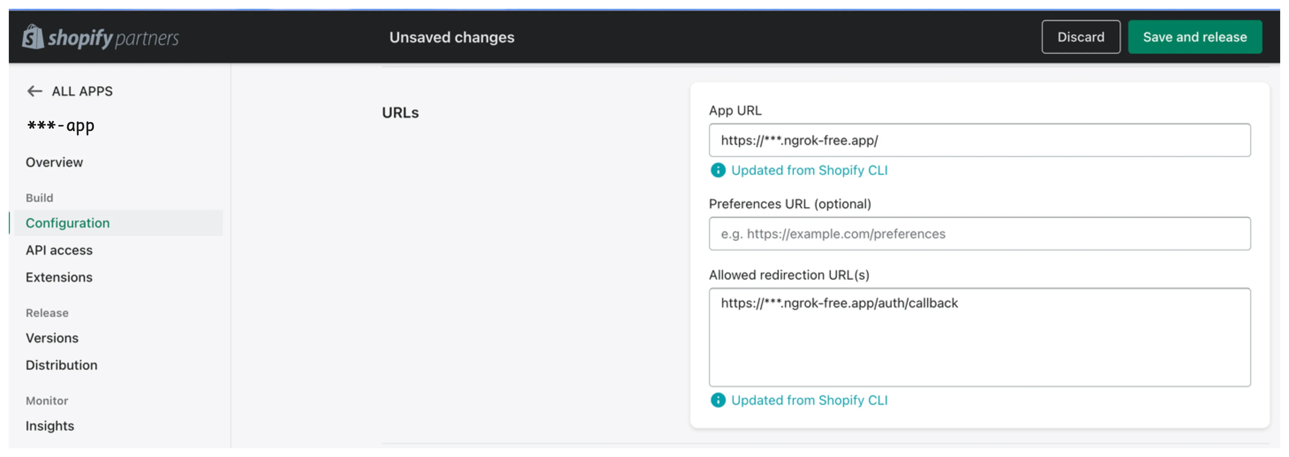 Shopify Partners Application Configuration